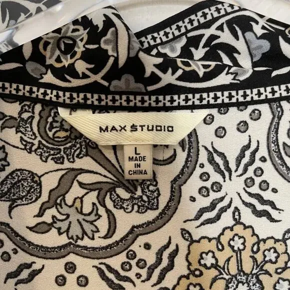 MAX Studio Open Patterned Kimono Cardigan Large - Picture 2 of 7